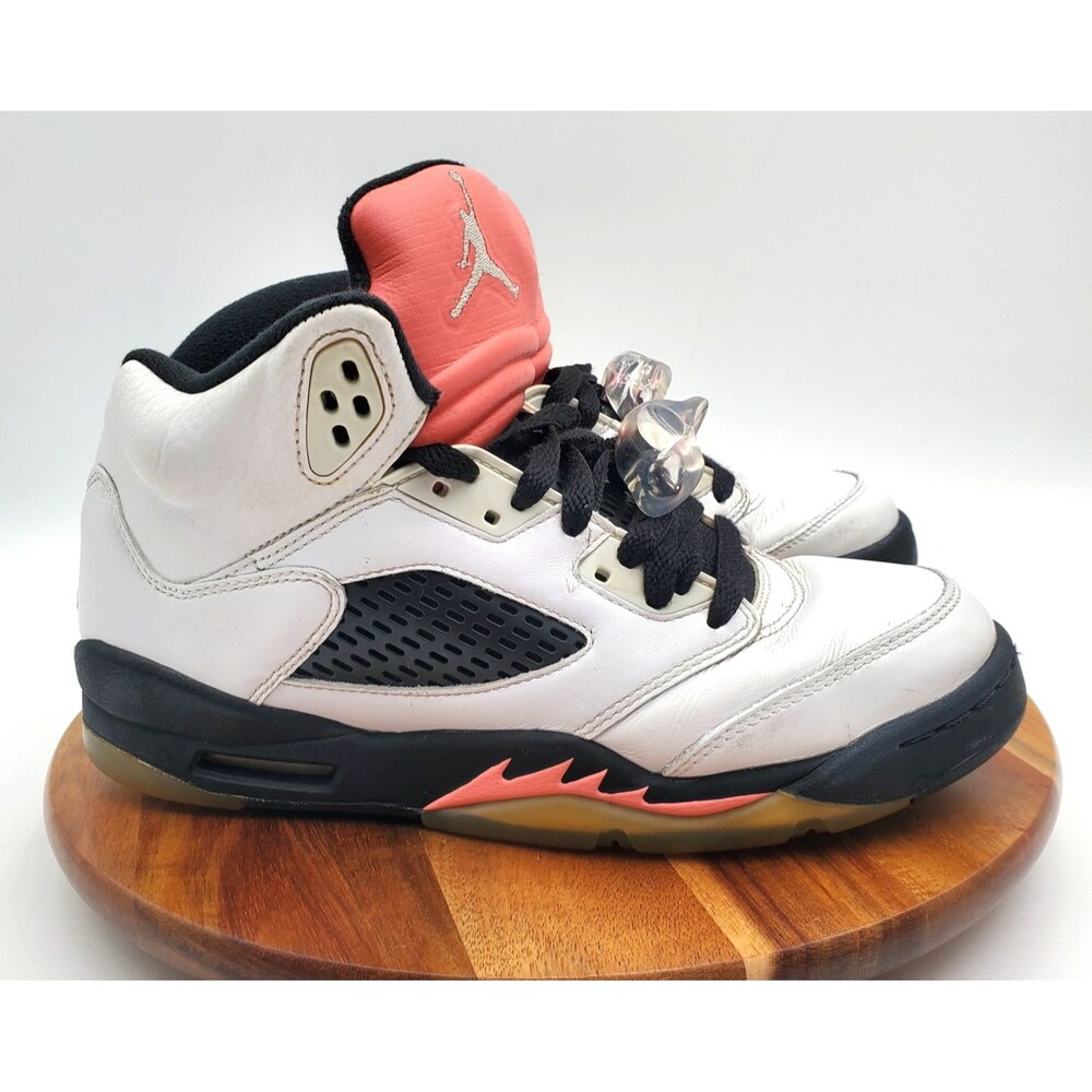 Nike Air Jordan 5 Retro Sneakers Kids Youth 5Y White/Pink Basketball Shoes Mid